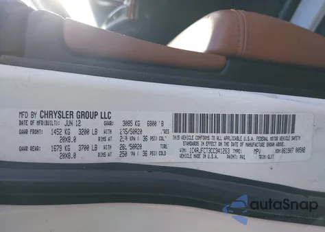 2012 Jeep Grand Cherokee Overland from USA, damaged, VIN 1C4RJFCT3CC341263